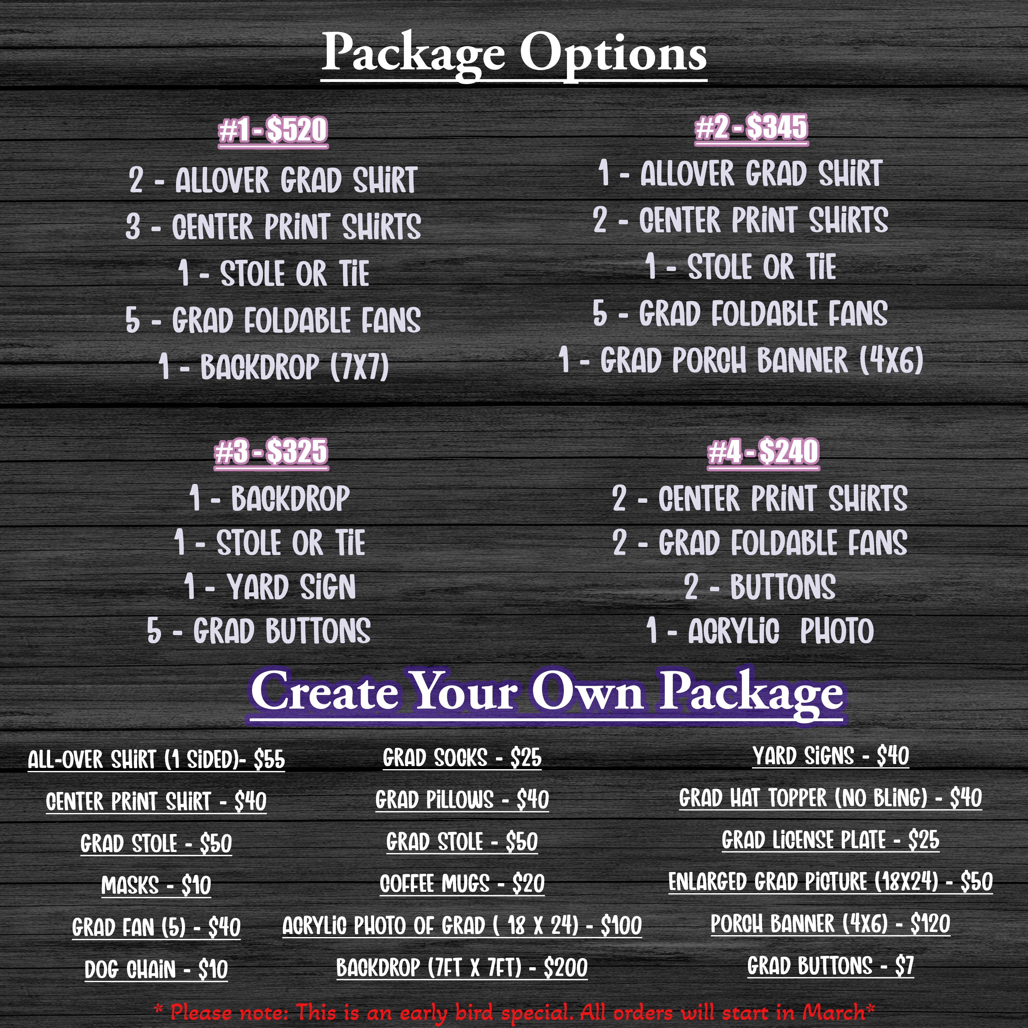 Graduation packages