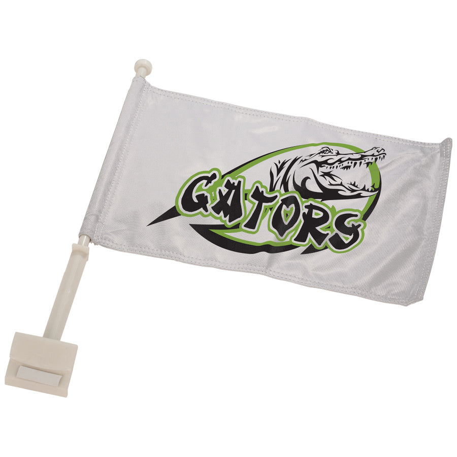 16” x 10 1/2 white sublimatable car flag with pole