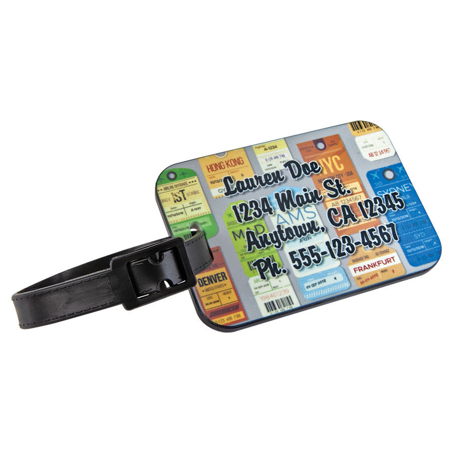 3” x 2” sublimatable rectangular luggage tag w/ strap